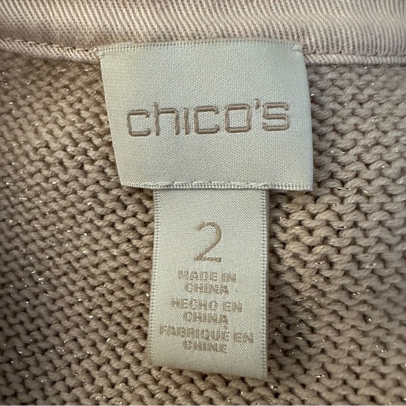 Chico’s Embellished Shine Evelyn open front cardigan in blush Large - Picture 11 of 14